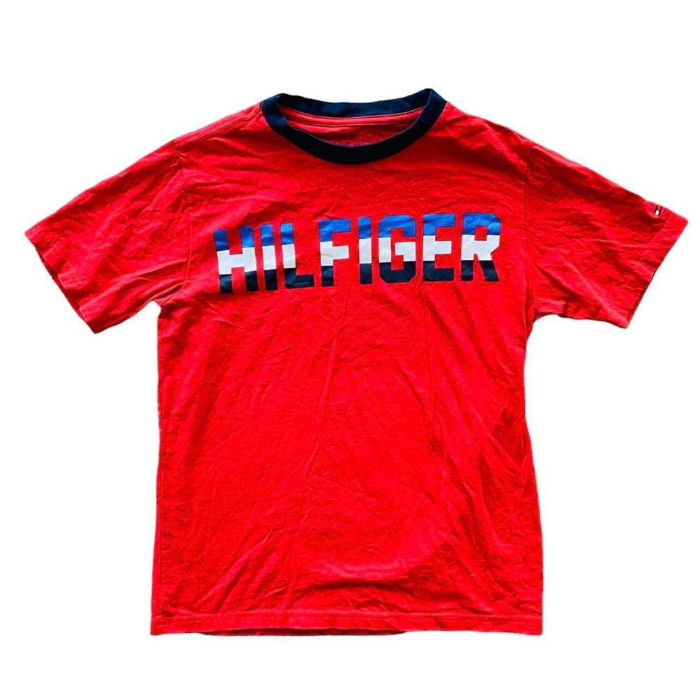 red tommy hilfiger shirt